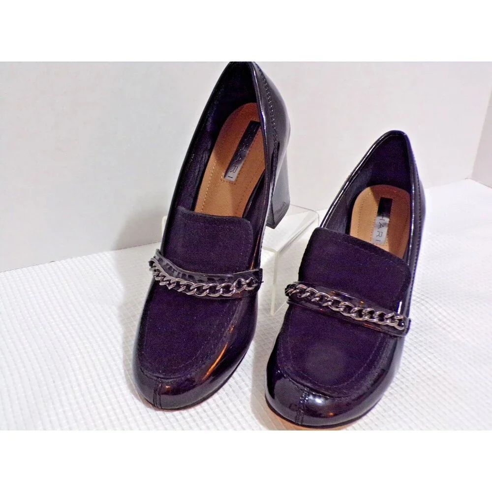 Tahari Lasalla Size 7M Patent Leather & Velvet Black 3